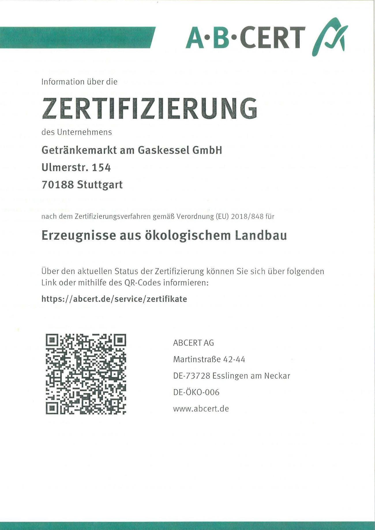 Bio-Zertifikat GaG 2025